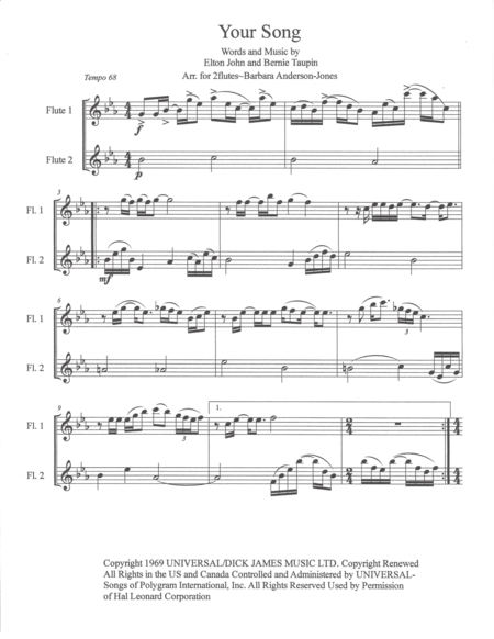 Your Song Flute Duet Page 2