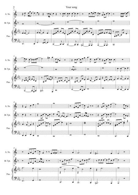 Your Song For Trumpet Sax And Piano Page 2