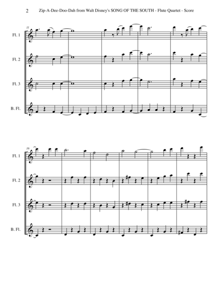 Zip A Dee Doo Dah From Walt Disneys Song Of The South For Flute Quartet Page 2