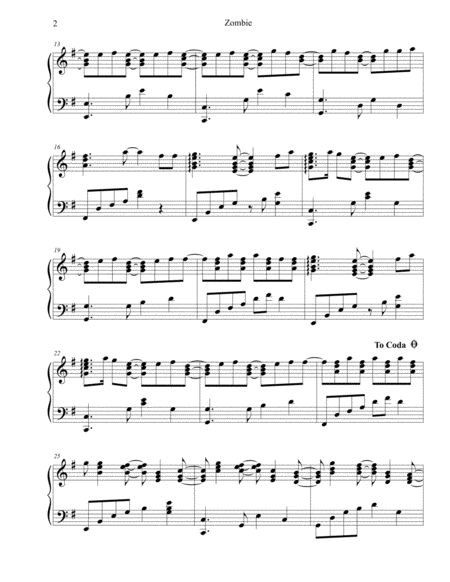 Zombie The Cranberries Solo Harp Arrangement Page 2