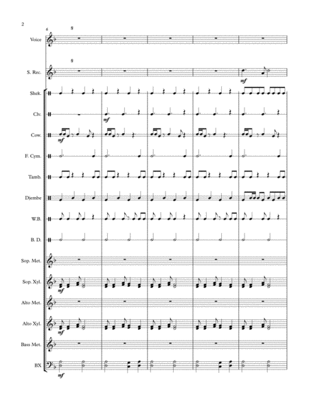 Zulu Warrior Folk Song From South Africa Arranged For Orff Ensemble Page 2