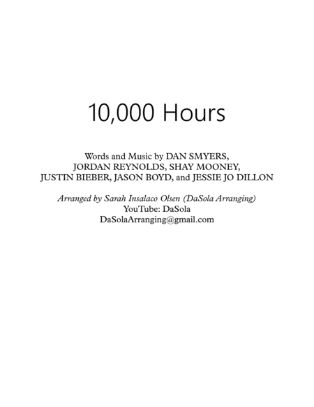 10 000 Hours By Dan Shay Justin Bieber String Quartet Arranged By Dasola Sheet Music