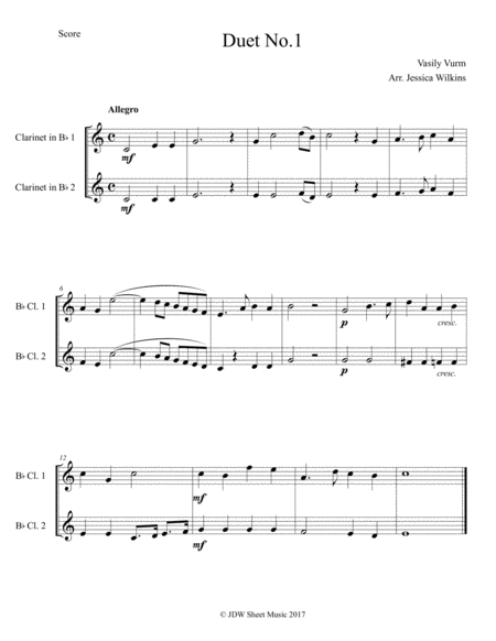 10 Easy Clarinet Duets Sheet Music