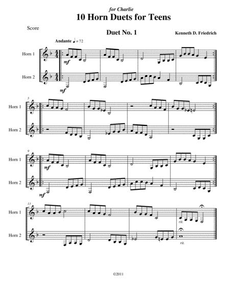 10 Horn Duets For Teens Sheet Music