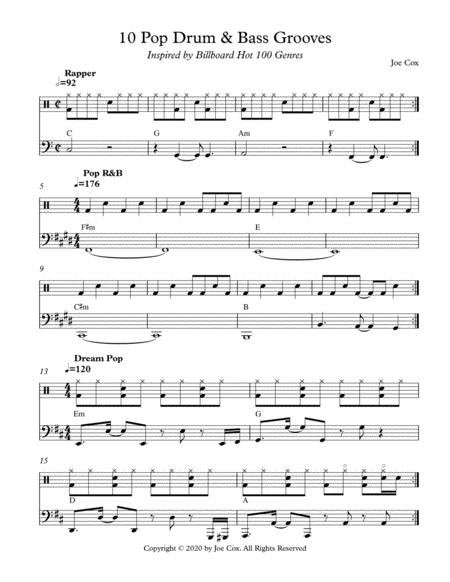 Free Sheet Music 10 Pop Drum Bass Grooves