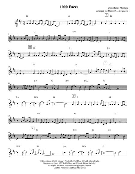 1000 Faces Randy Montana Sheet Music