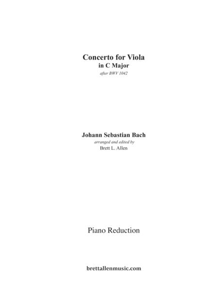 1042b Jsbach Concerto For Viola In C Major Piano Reduction Part Sheet Music