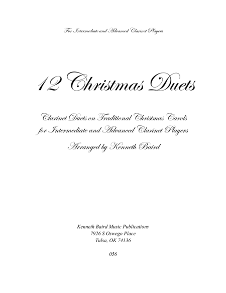 Free Sheet Music 12 Christmas Duets For Clarinets