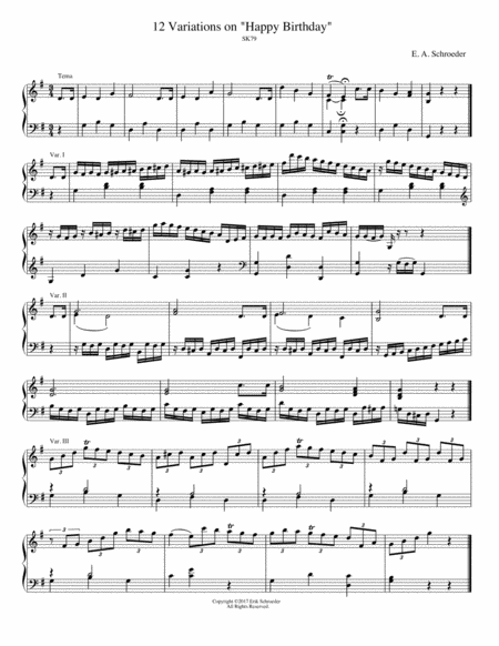 12 Variations On Happy Birthday Sheet Music