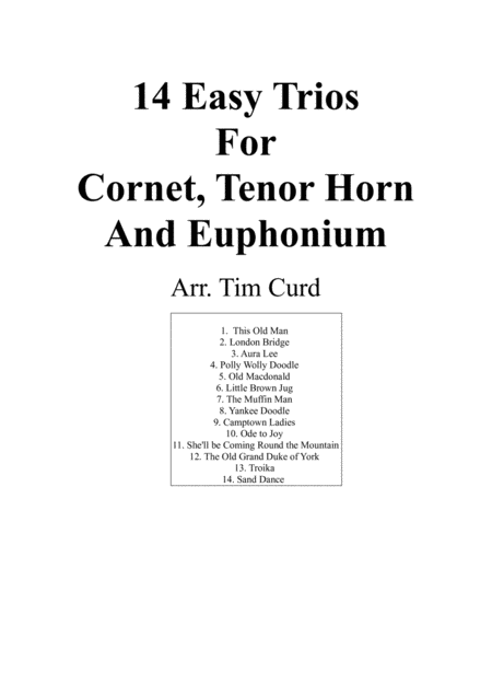 14 Easy Trios For Cornet Tenor Horn And Euphonium Sheet Music