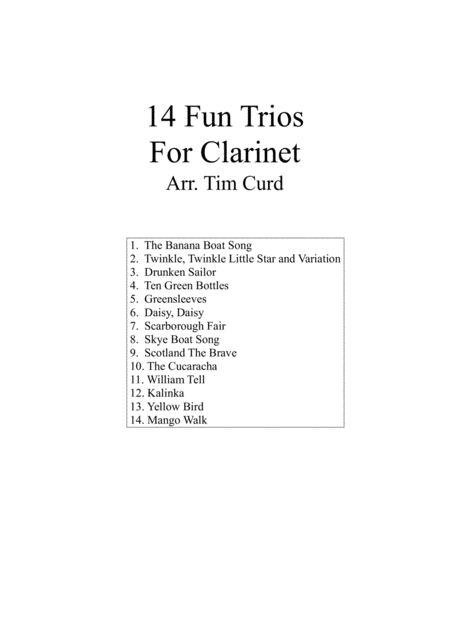 Free Sheet Music 14 Fun Trios For Clarinet