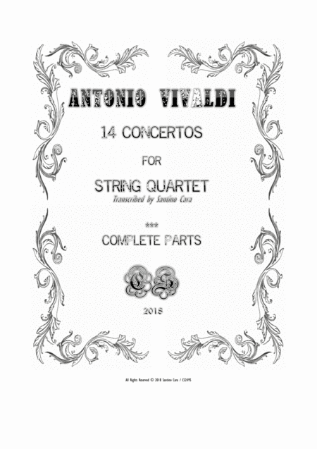 14 Vivaldis Concertos For String Quartet Complete Parts Sheet Music