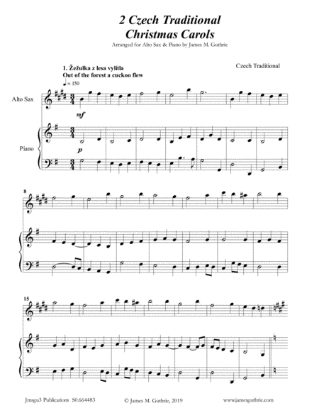 2 Traditional Czech Christmas Carols For Alto Sax Piano Sheet Music