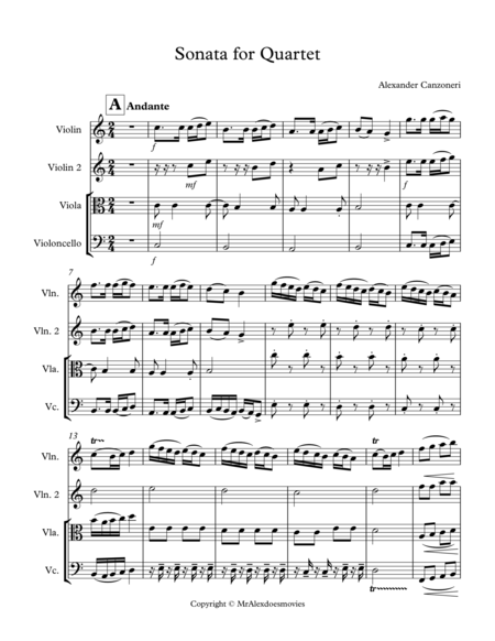 2016 Chamber Music Contest Entry Sonata For Quartet Sheet Music