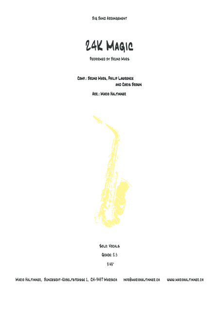 24k Magic Bruno Mars Jazz Ensemble W Vocals Score Parts Sheet Music