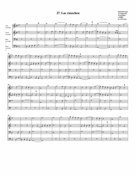 Free Sheet Music 27 Las Rauschen Arrangement For 4 Recorders