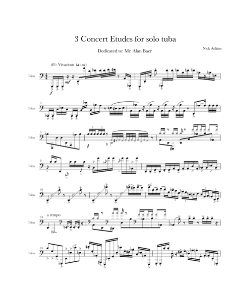 Free Sheet Music 3 Concert Etudes For Solo Tuba