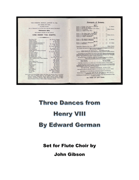 3 Dances From Henry Viii Set For Flute Choir Sheet Music