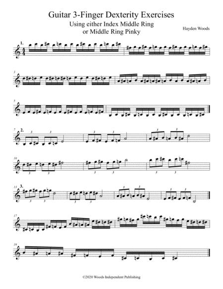 Free Sheet Music 3 Finger Guitar Dexterity Exercises Notation