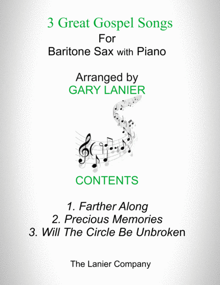 3 Great Gospel Songs For Baritone Sax With Piano Instrument Part Included Sheet Music