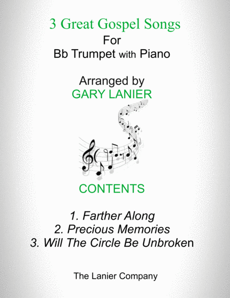 Free Sheet Music 3 Great Gospel Songs For Bb Trumpet With Piano Instrument Part Included