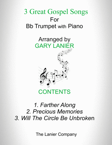 3 Great Gospel Songs For Bb Trumpet With Piano Instrument Part Included Sheet Music