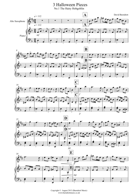 3 Halloween Pieces For Alto Saxophone And Piano Sheet Music