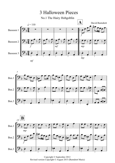 3 Halloween Pieces For Bassoon Trio Sheet Music