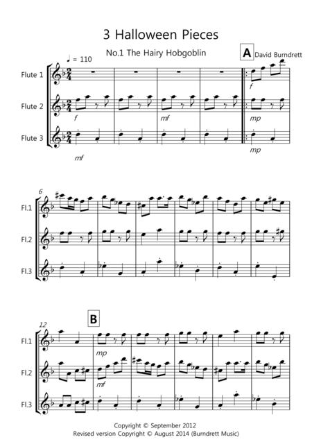 Free Sheet Music 3 Halloween Pieces For Flute Trio