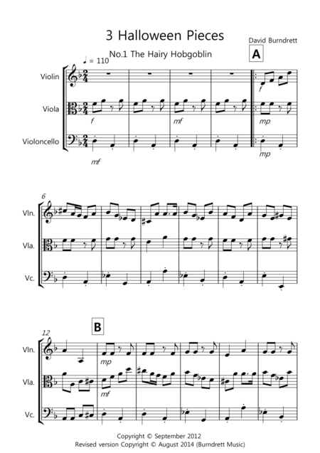 3 Halloween Pieces For String Trio Sheet Music