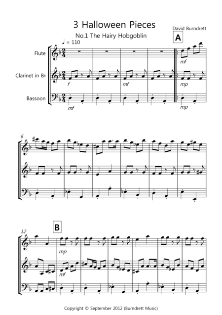 3 Halloween Pieces For Wind Trio Sheet Music