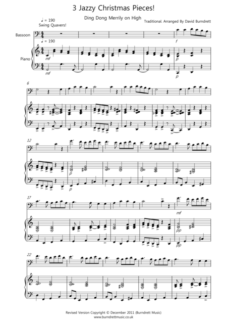 Free Sheet Music 3 Jazzy Christmas Pieces For Bassoon And Piano