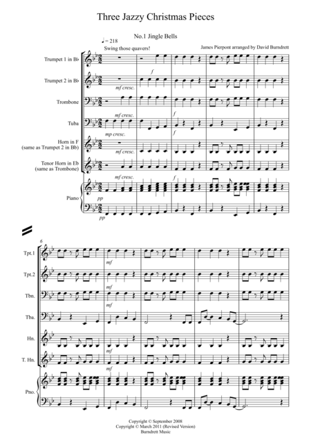 Free Sheet Music 3 Jazzy Christmas Pieces For Brass Quartet