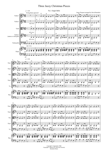 Free Sheet Music 3 Jazzy Christmas Pieces For String Quartet