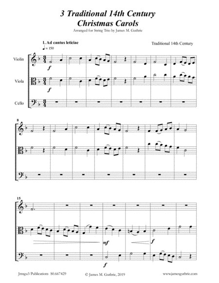 Free Sheet Music 3 Traditional 14th Century Christmas Carols For String Trio