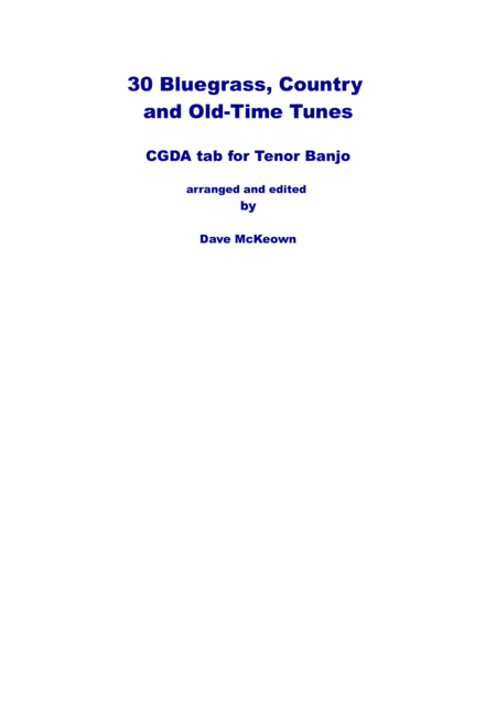 30 Bluegrass And Country Tunes For 4 String Banjo Tab In Cgda Sheet Music