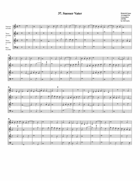 37 Suesser Vater Arrangement For 4 Recorders Sheet Music