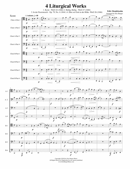 Free Sheet Music 4 Liturgical Works By Mendelssohn For Trombone Or Low Brass Octet