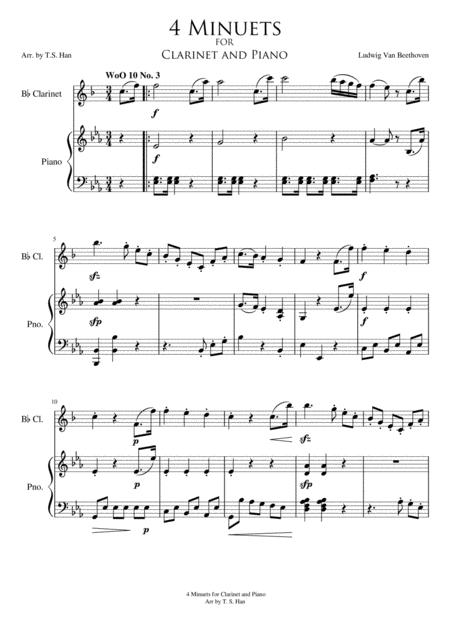 Free Sheet Music 4 Minuets For Clarinet And Piano