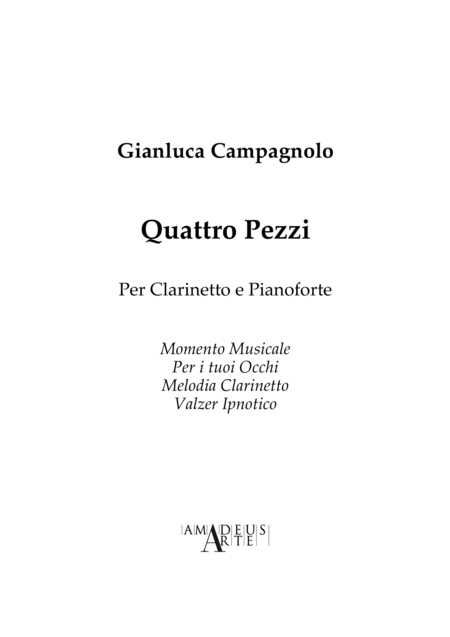 4 Pieces For Clarinet And Piano Sheet Music