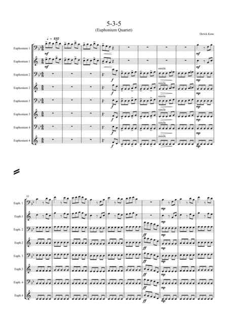 5 3 5 Euphonium Quartet By Derick Kane Sheet Music