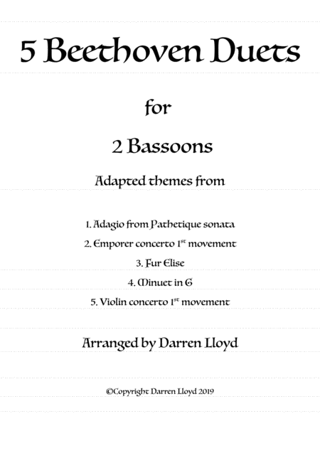 Free Sheet Music 5 Beethoven Duets For 2 Bassoons