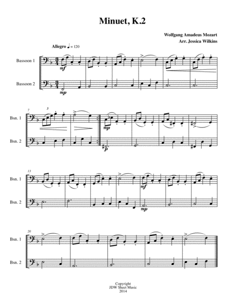 6 Easy Bassoon Duets Sheet Music