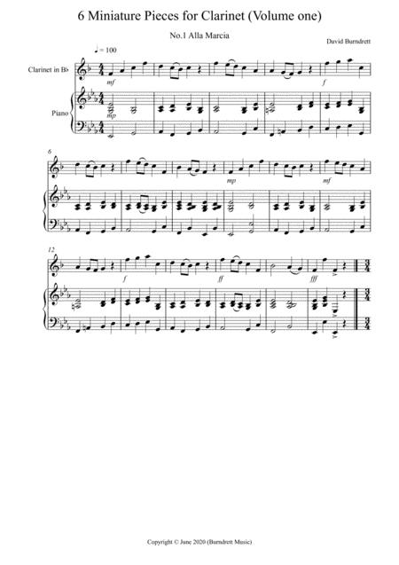 6 Miniature Pieces For Clarinet In Bb And Piano Volume One Sheet Music