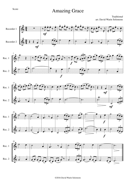 6 Simple Duets Based On Hymns For 2 Soprano Recorders Or 2 Tenor Recorders Sheet Music