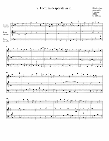 Free Sheet Music 7 Fortuna Desperata In Mi Arrangement For 3 Recorders