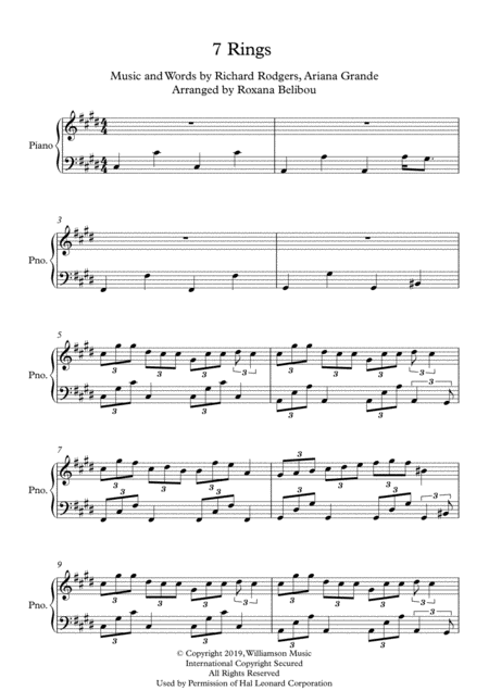 Free Sheet Music 7 Rings By Ariana Grande Piano