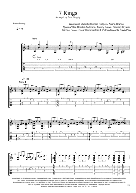 7 Rings Fingerstyle Guitar Sheet Music