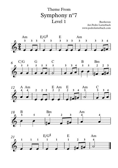 Free Sheet Music 7th Symphony Theme