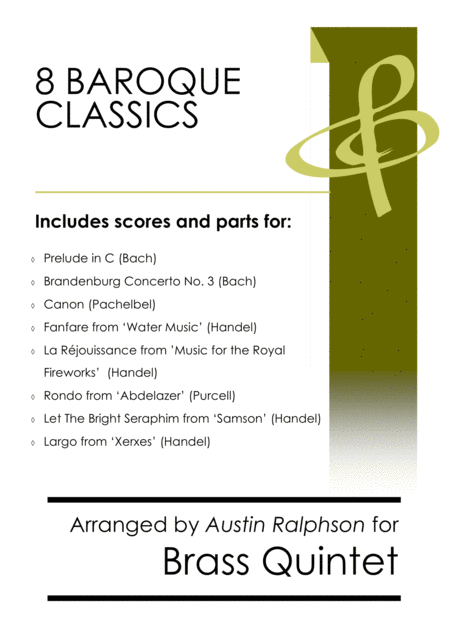 8 Baroque Classics Brass Quintet Bundle Book Pack Sheet Music